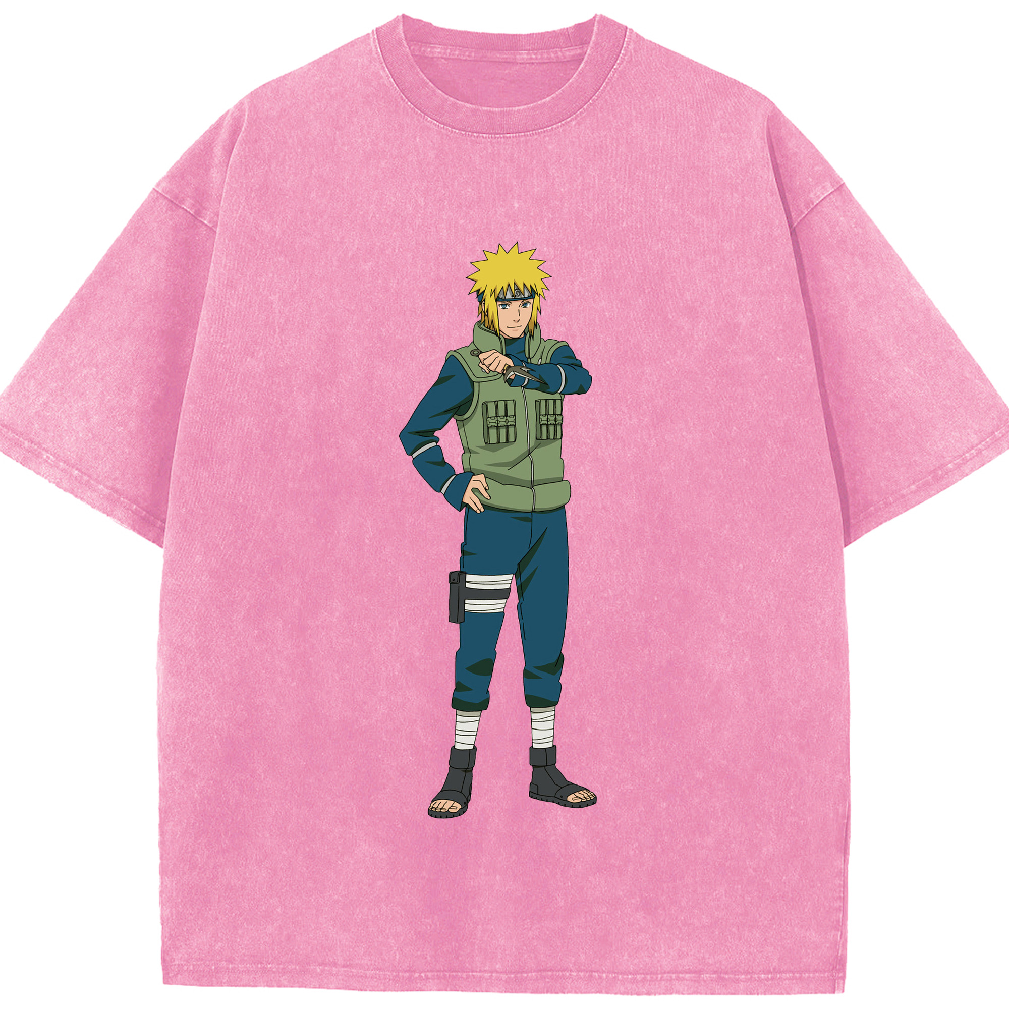 （画像用） NARUTO -ナルト- 波風 ミナト Namikaze Minato 綿100% ヴィンテージ風 半袖Tシャツ（フロントプリント）